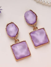 Artificial Stones Studded Square Drop Earring