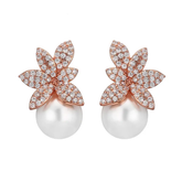 Minimal Pearl Flower Earrings