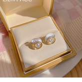 My Allure’s Twisted Enamel Painted Pearl Korean Earrings Stud Pair