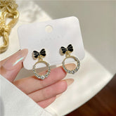 Retro Bow Drop Earrings