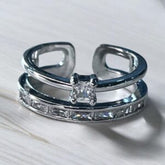 Silver Zircon Elegant Loop Ring