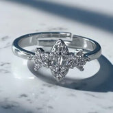 Silver Zircon Layered Ring