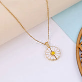 Sunflower Daisy Necklace Openable White flower pendant | Anti-tarnish