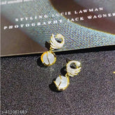 Miracle wood Korean Glorious Pearl Gold Plated- Peacock Earring