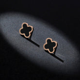 Anti Tarnish Black Enamel Stud Earrings