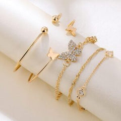 Myallure's Gold Toned and Gold Plated Contemporary Stackable Korean Bracelet (Pack of 5)