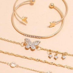 Myallure's Gold Toned and Gold Plated Contemporary Stackable Korean Bracelet (Pack of 5)
