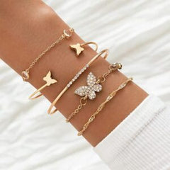 Myallure's Gold Toned and Gold Plated Contemporary Stackable Korean Bracelet (Pack of 5)