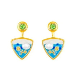 Triangle Dangler Earrings (Blue)