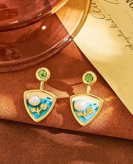 Triangle Dangler Earrings (Blue)