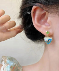 Triangle Dangler Earrings (Blue)