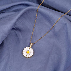 Sunflower Daisy Necklace Openable White flower pendant | Anti-tarnish