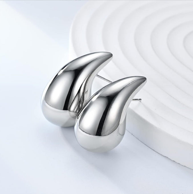 Curve Me Statement Earrings- Silver