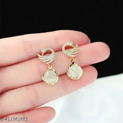 Miracle wood Korean Glorious Pearl Gold Plated- Peacock Earring