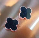 Anti Tarnish Black Enamel Stud Earrings